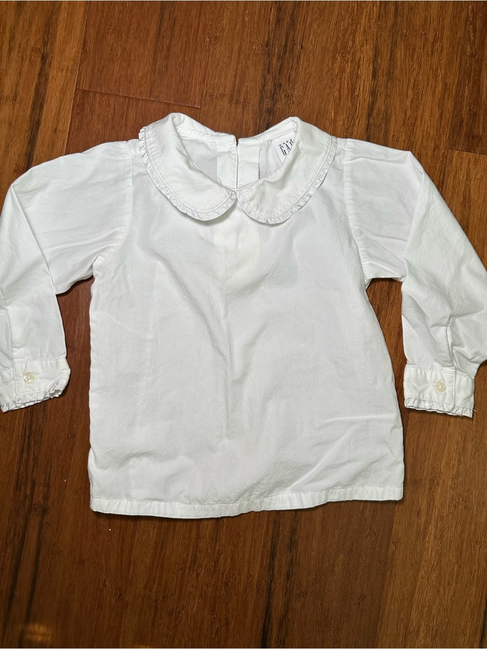 baby GAP White Long-Sleeve Top with Peter Pan Collar Size 3 100% Cotton